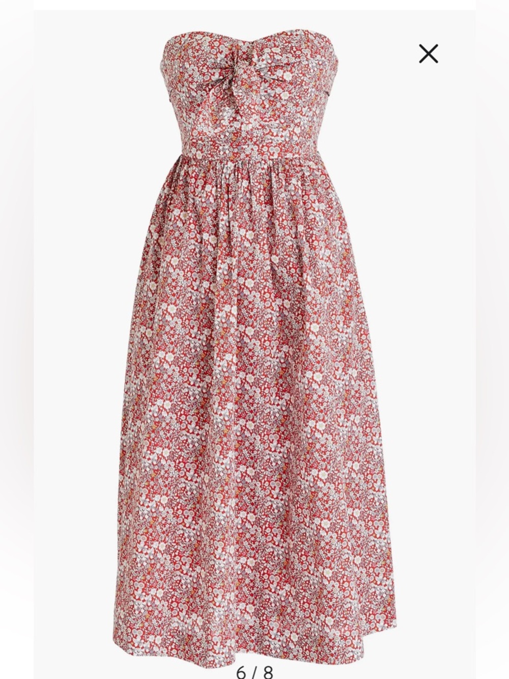 Strapless J. Crew Red Floral Sundress